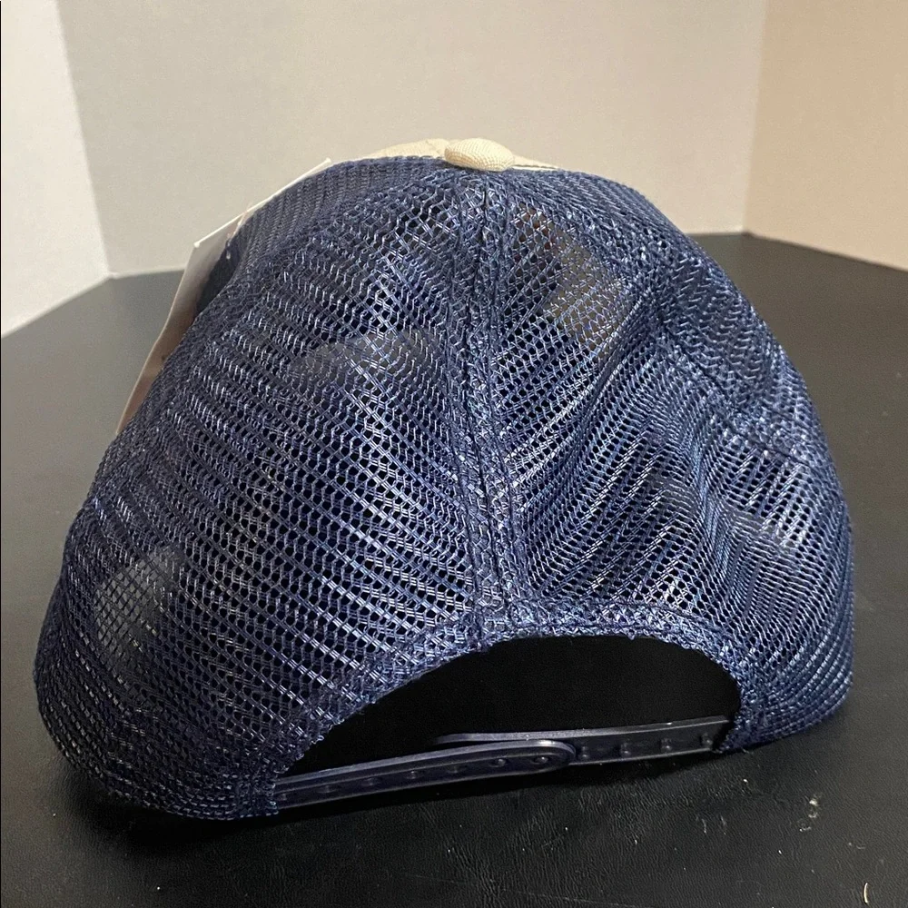Yellowstone Embroidered Trucker Hat in Cream, Navy & Burgundy NWT